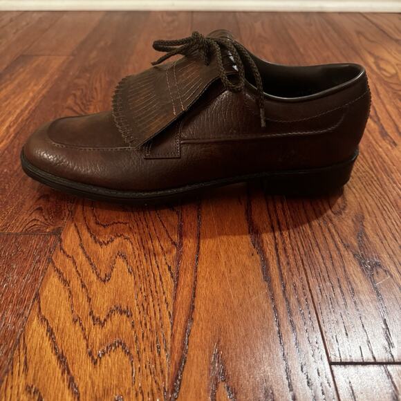 Vintage Arnold Palmer Men's 8 M Eaton Golf Shoe Brown with Kiltie w/ Spikes USA - Picture 6 of 16